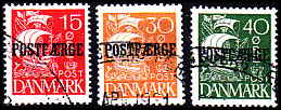 Danmark AFA 10 + 11 + 13<br>Stemplet Postfærgemærke