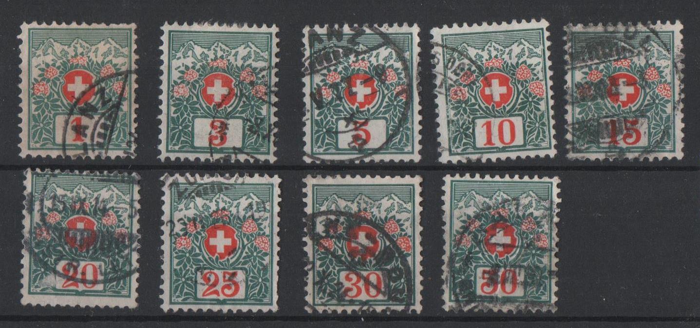 Schweiz AFA 41 - 49<br>Stemplet Portomærker 41-49